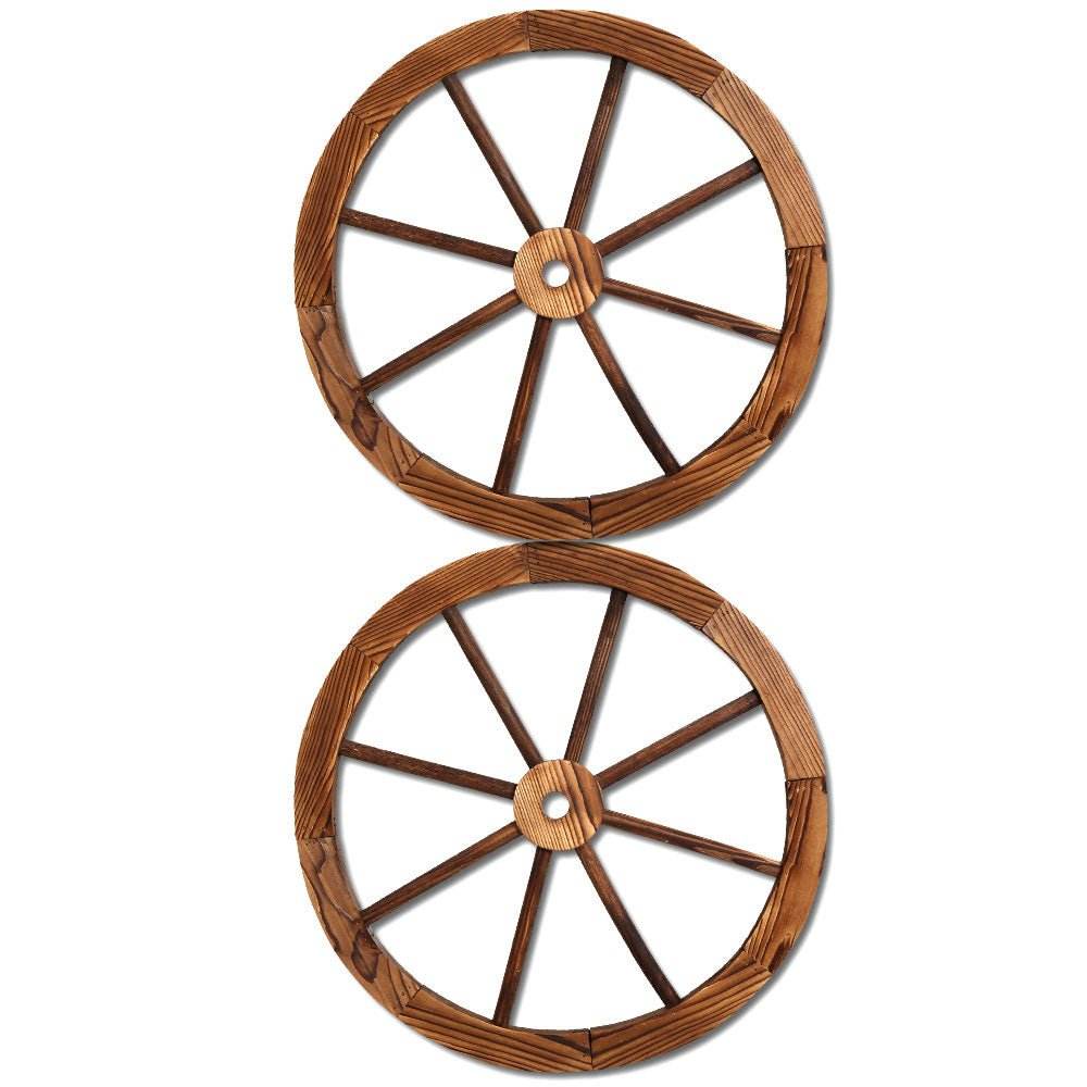 Gardeon Garden Decor Outdoor Ornament 2X Wooden Wagon Wheel - Outdoorium