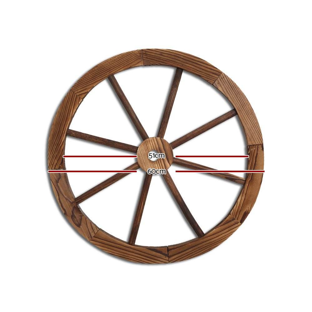 Gardeon Garden Decor Outdoor Ornament 2X Wooden Wagon Wheel | Outdoorium