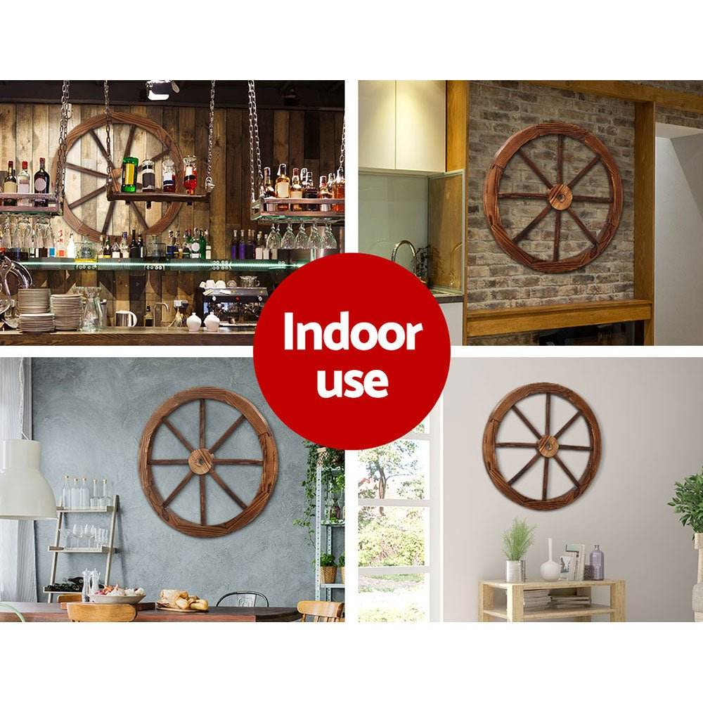 Gardeon Garden Decor Outdoor Ornament 2X Wooden Wagon Wheel | Outdoorium