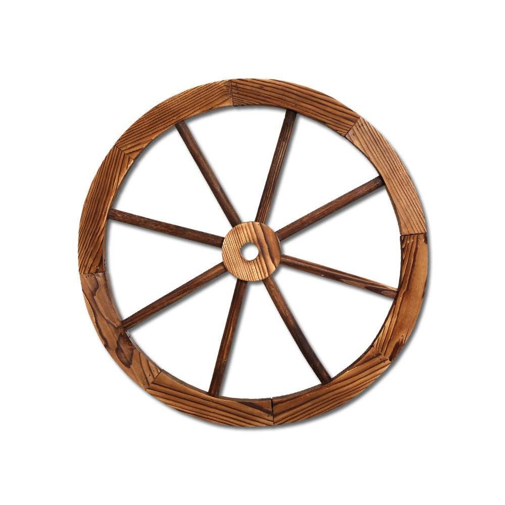 Gardeon Garden Decor Outdoor Ornament Wooden Wagon Wheel - Outdoorium