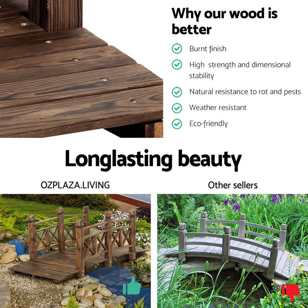 Gardeon Garden Decor Outdoor Ornament Wooden Bridge 150cm - Outdoorium