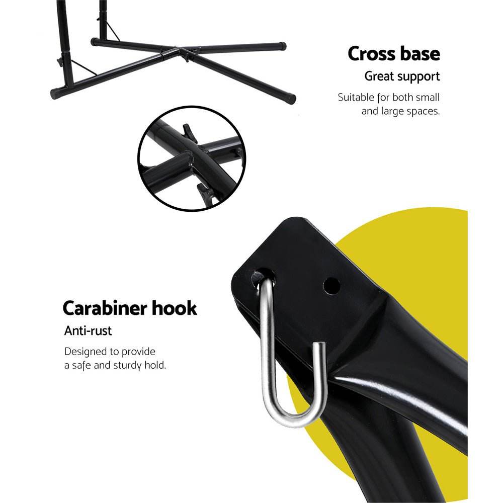 Gardeon Hammock Chair Outdoor Camping Hanging with Steel Stand Cream - Outdoorium