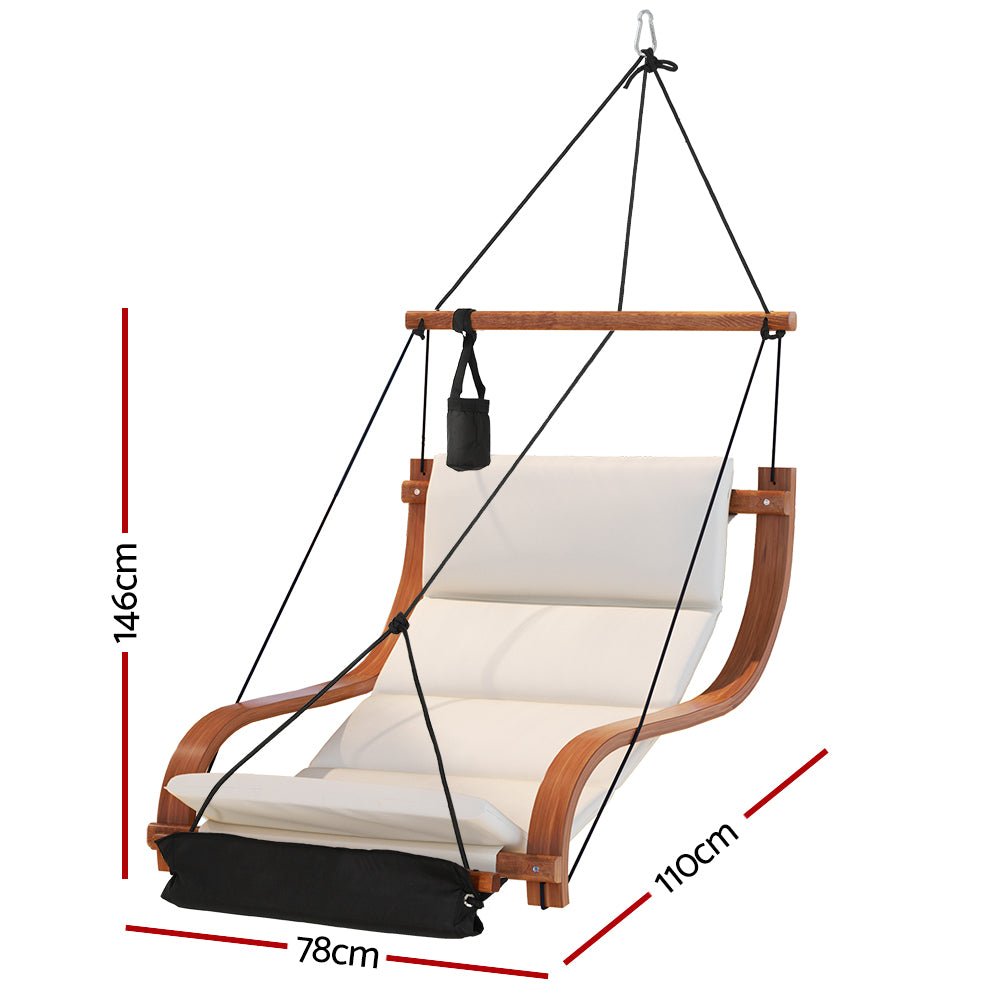 Gardeon Hammock Chair Wooden Hanging Indoor Outdoor Lounge Patio - Outdoorium