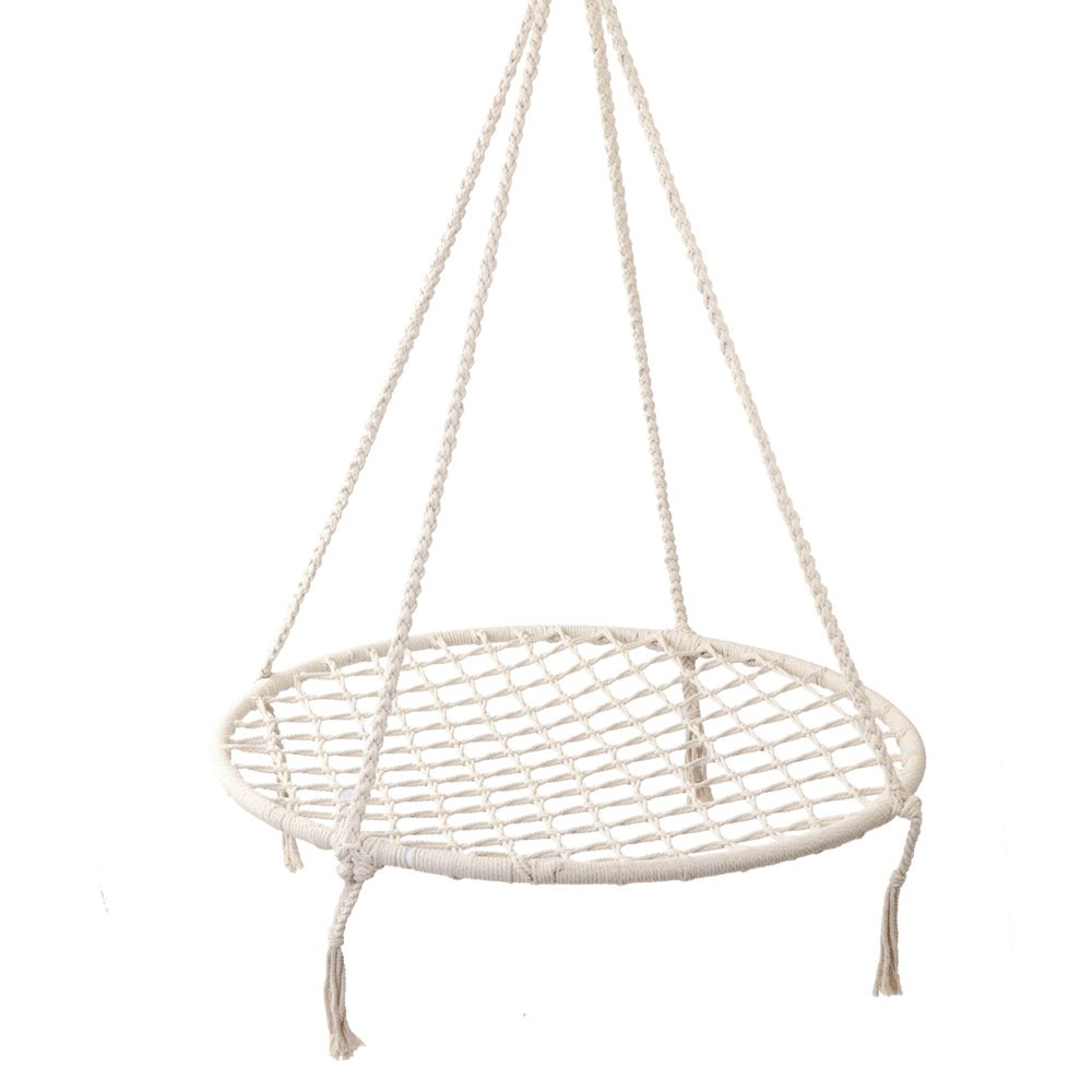 Gardeon Kids Swing Hammock Chair 100cm - Cream - Outdoorium