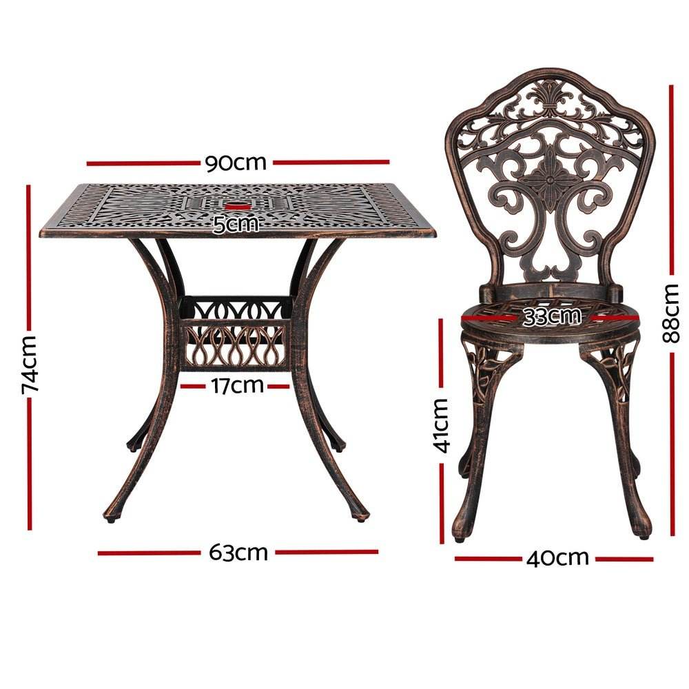 Gardeon Outdoor Dining Set 5 Piece Chairs Table Cast Aluminum Patio Brown - Outdoorium