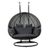 Gardeon Outdoor Egg Swing Chair Hanging Pod Chair Wicker Cushion 2 Person Grey - Outdoorium