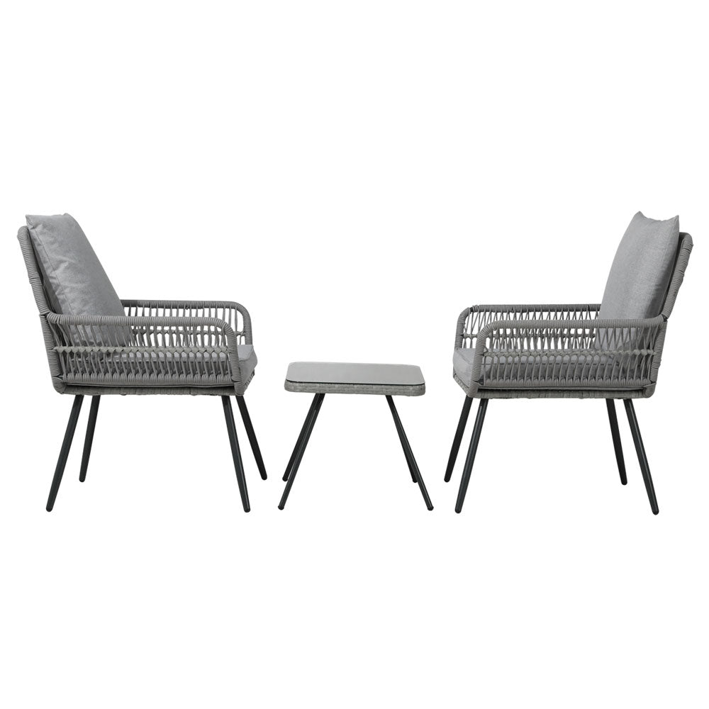 Gardeon Outdoor Furniture 3-Piece Lounge Setting Chairs Table Bistro Set Patio - Outdoorium
