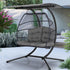 Gardeon Outdoor Furniture Lounge Hanging Swing Chair Egg Hammock Stand Rattan Wicker Grey - Outdoorium