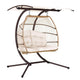 Gardeon Outdoor Egg Swing Chair Wicker Furniture Pod Stand Canopy 2 Seater Latte | Outdoorium