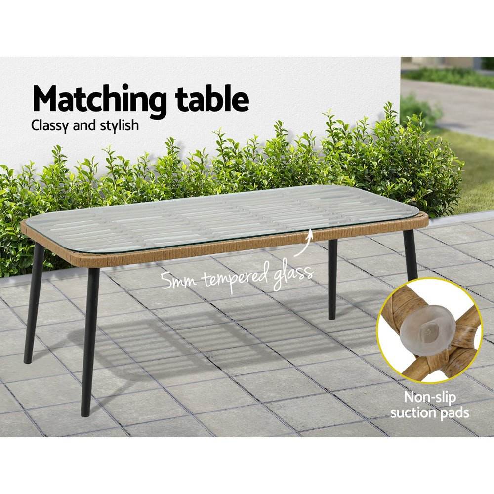 Gardeon 4-Piece Outdoor Sofa Set Rattan Lounge Setting Table Chairs - Outdoorium