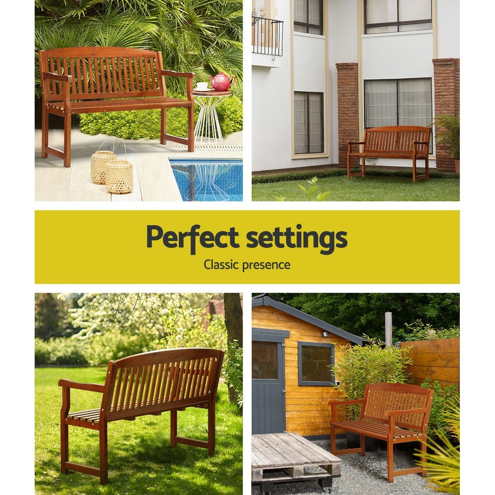 Gardeon Outdoor Garden Bench Seat Wooden Chair Patio Furniture Timber Lounge - Outdoorium