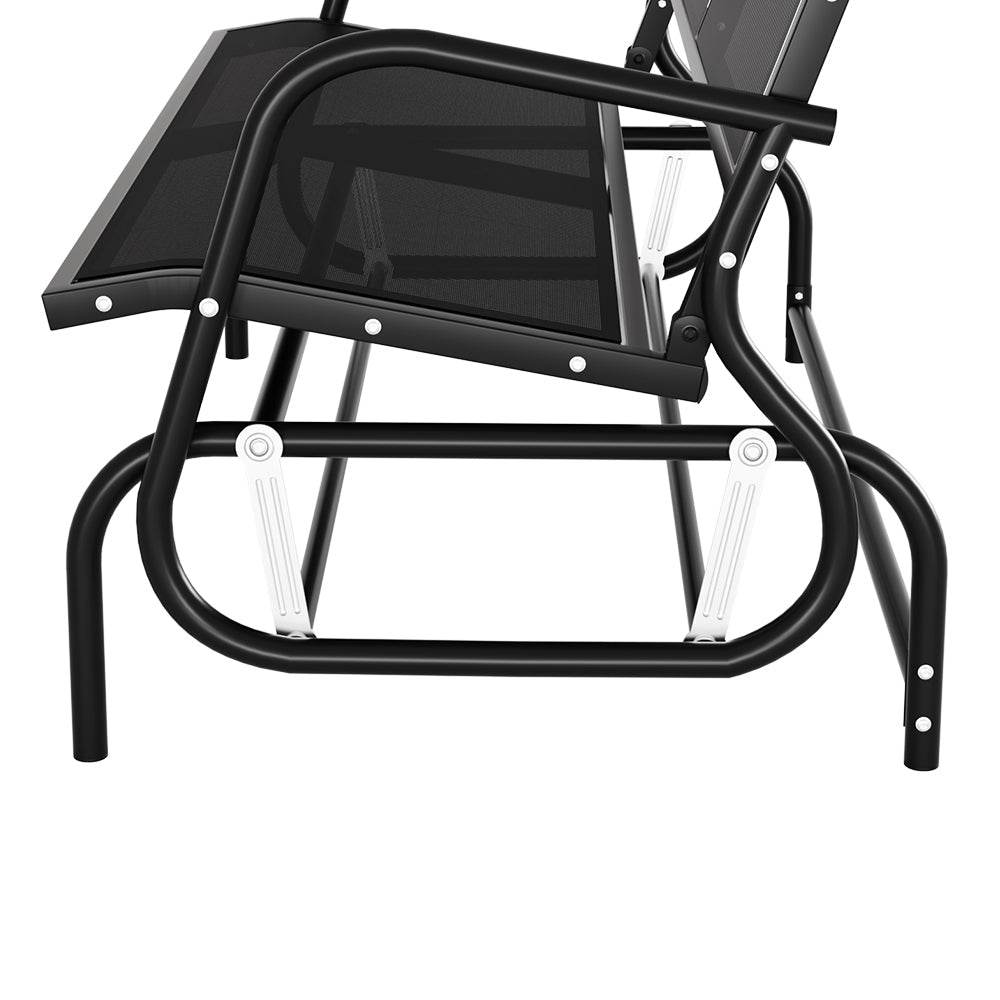 Gardeon Outdoor Garden Bench Seat Swing Glider Rocking 2 Seater Patio Furniture Black - Outdoorium