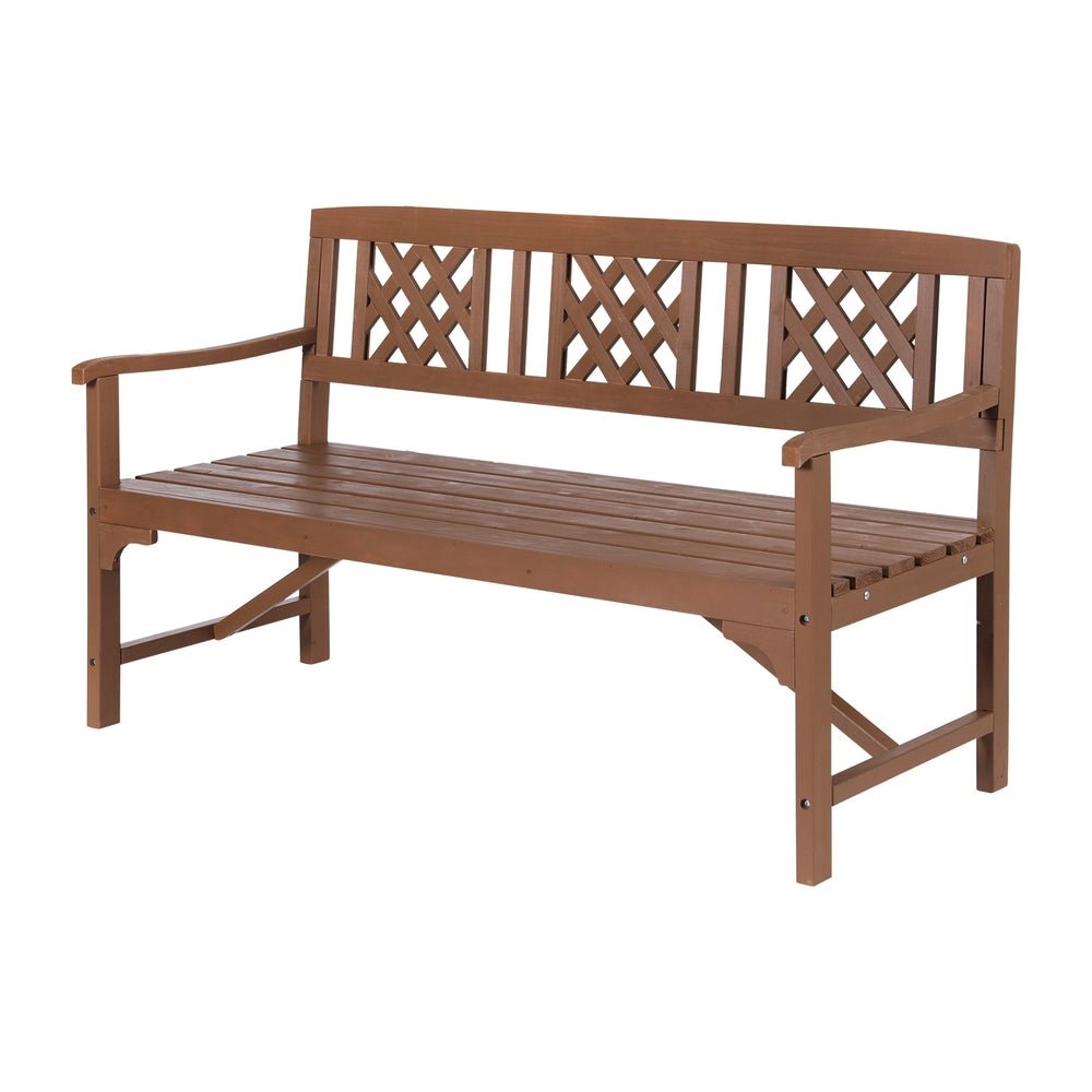 Gardeon Outdoor Garden Bench Wooden Chair 3 Seat Patio Furniture Lounge Natural - Outdoorium
