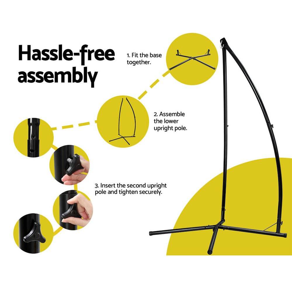 Gardeon Hammock Chair Nest Web Outdoor Swing with Steel Stand 100cm - Outdoorium