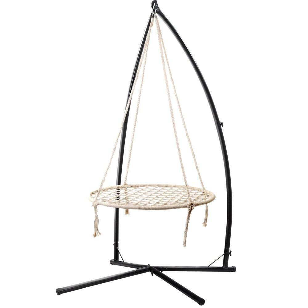 Gardeon Hammock Chair Nest Web Outdoor Swing with Steel Stand 100cm - Outdoorium