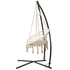 Gardeon Hammock Chair with Steel Stand Macrame Outdoor Swinging Cream - Outdoorium