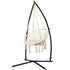 Gardeon Hammock Chair with Steel Stand Macrame Outdoor Swinging Cream - Outdoorium