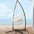 Gardeon Hammock Chair with Steel Stand Macrame Outdoor Swinging Cream - Outdoorium