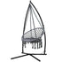 Gardeon Hammock Chair with Steel Stand Macrame Outdoor Swinging Grey - Outdoorium