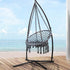 Gardeon Hammock Chair with Steel Stand Macrame Outdoor Swinging Grey - Outdoorium