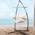 Gardeon Hammock Chair with Steel Stand Armrest Outdoor Hanging Cream - Outdoorium