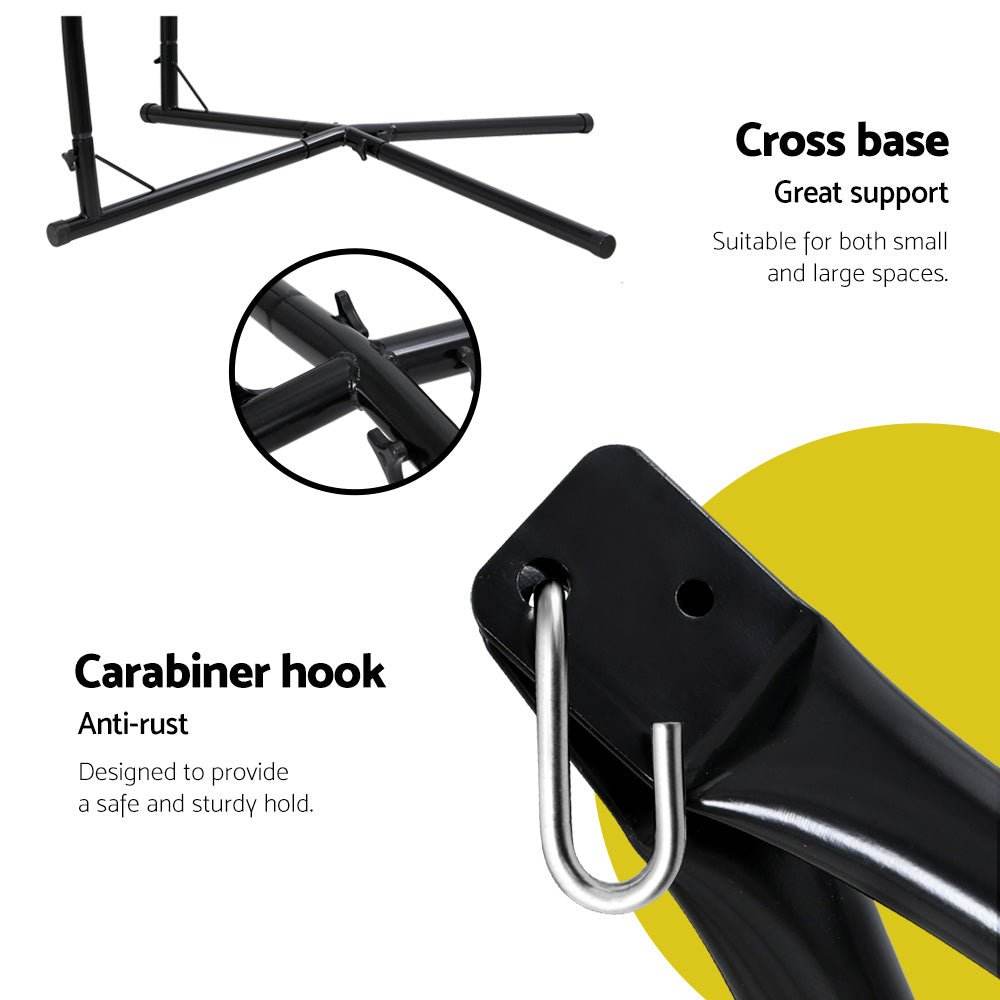 Gardeon Hammock Chair with Steel Stand Armrest Outdoor Hanging Cream - Outdoorium