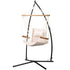 Gardeon Hammock Chair with Steel Stand Armrest Outdoor Hanging Cream - Outdoorium