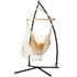Gardeon Hammock Chair with Steel Stand Hanging Outdoor Tassel Cream - Outdoorium