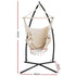 Gardeon Hammock Chair with Steel Stand Hanging Outdoor Tassel Cream - Outdoorium