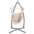 Gardeon Hammock Chair with Steel Stand Hanging Outdoor Tassel Cream - Outdoorium