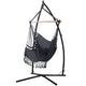 Gardeon Hammock Chair with Steel Stand Hanging Outdoor Tassel Grey | Home & Garden Hammocks