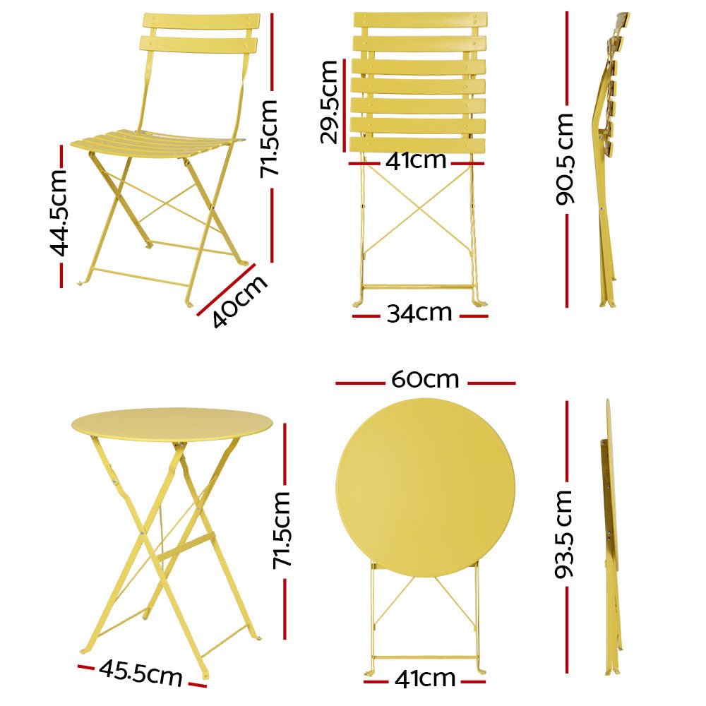 Gardeon Outdoor Setting Bistro Set Table and Chairs Folding Patio Furniture - Outdoorium