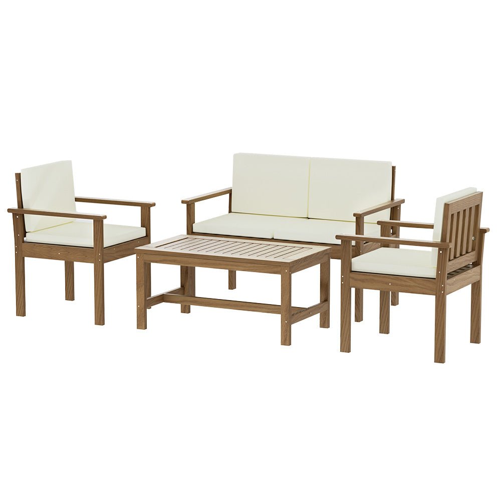 Gardeon Outdoor Sofa Set 4-Seater Acacia Wood Lounge Setting Table Chairs - Outdoorium