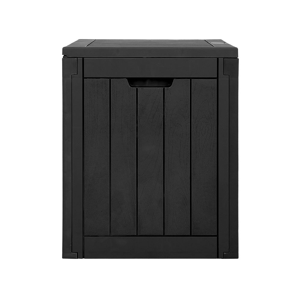 Gardeon Outdoor Storage Box 118L Container Lockable Indoor Garden Toy Tool Shed Black - Outdoorium