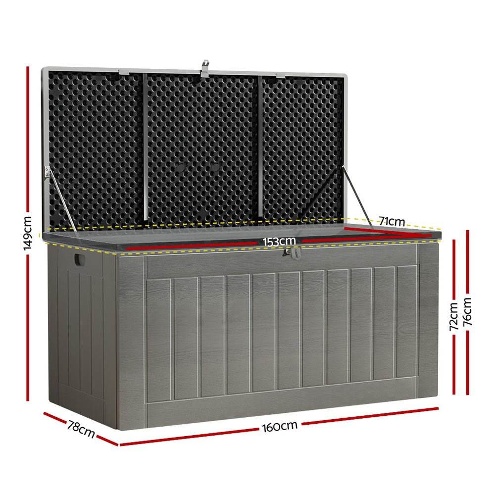 Gardeon Outdoor Storage Box 830L Container Lockable Garden Bench Tool Shed Black - Outdoorium