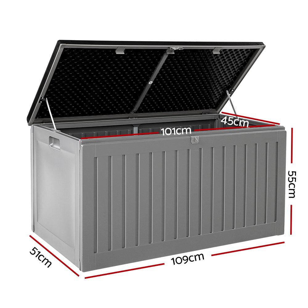 Gardeon Outdoor Storage Box Container Garden Toy Indoor Tool Chest Sheds 270L Dark Grey - Outdoorium
