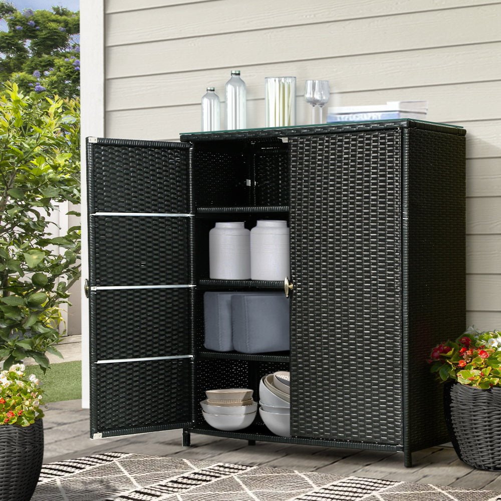 Gardeon Outdoor Storage Cabinet Box Garage Wicker Shelf Chest Garden Shed Tools - Outdoorium