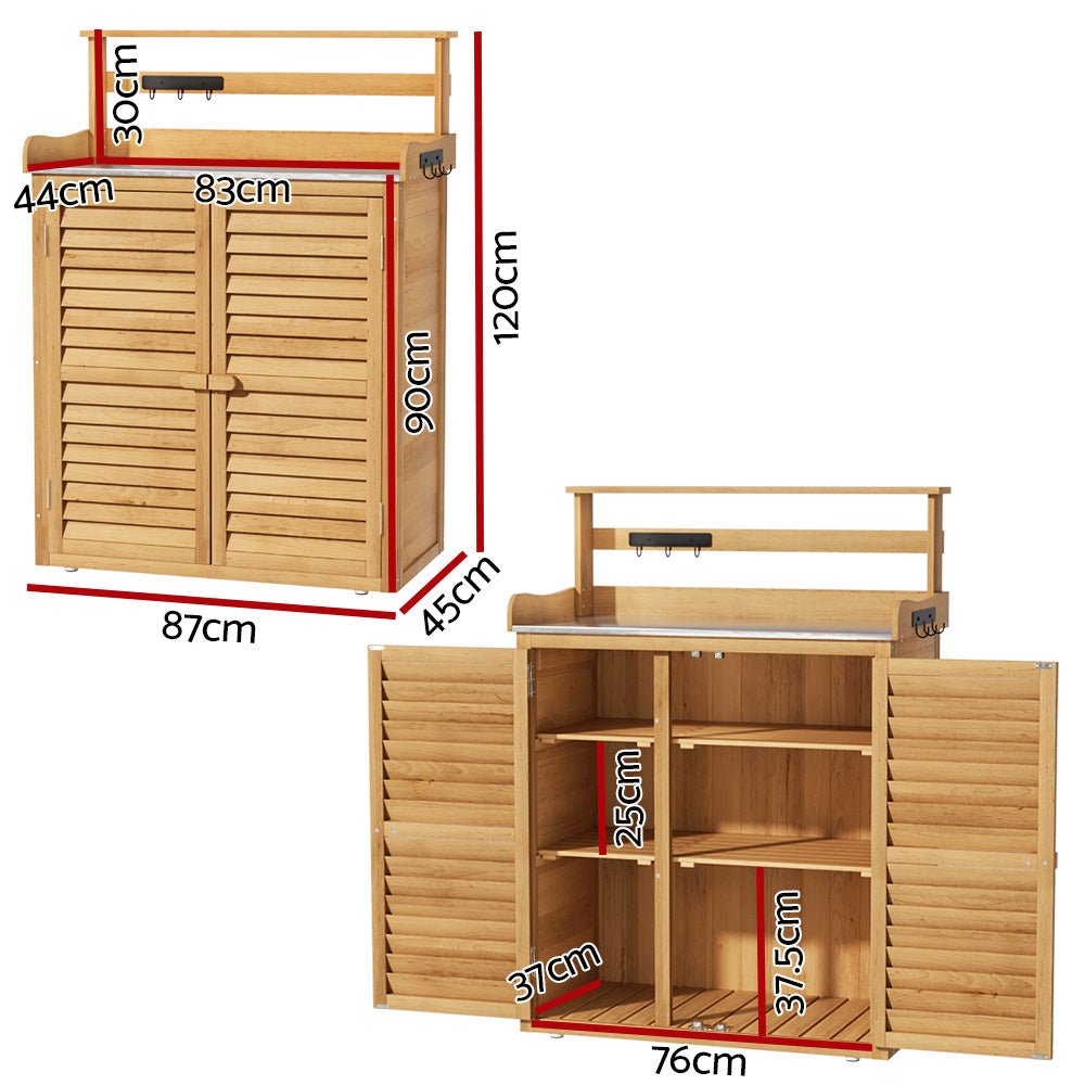 Gardeon Outdoor Storage Cabinet Box Potting Bench Table Shelf Chest Garden Shed - Outdoorium