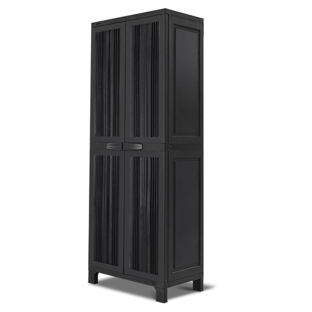 Gardeon Outdoor Storage Cabinet Lockable Tall Garden Sheds Garage Adjustable Black 173CM - Outdoorium