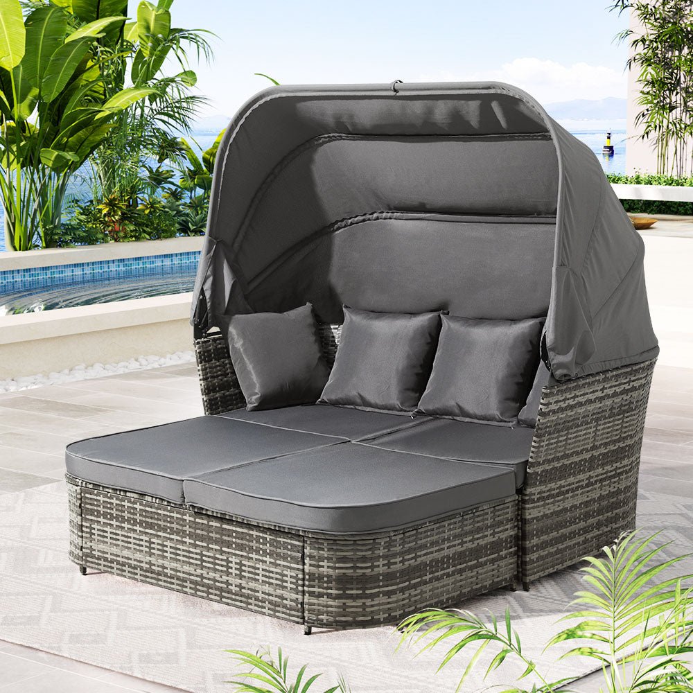 Gardeon Outdoor Sun Lounge Setting Patio Furniture Wicker Sofa Garden Day Bed - Outdoorium