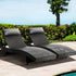 Gardeon 2PC Sun Lounge Wicker Lounger Outdoor Furniture Beach Chair Garden Adjustable Black - Outdoorium