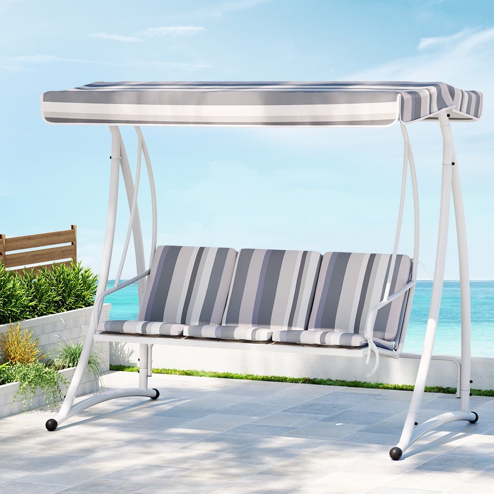 Gardeon Outdoor Swing Chair Garden Bench 3 Seater Canopy Cushion Furniture - Outdoorium