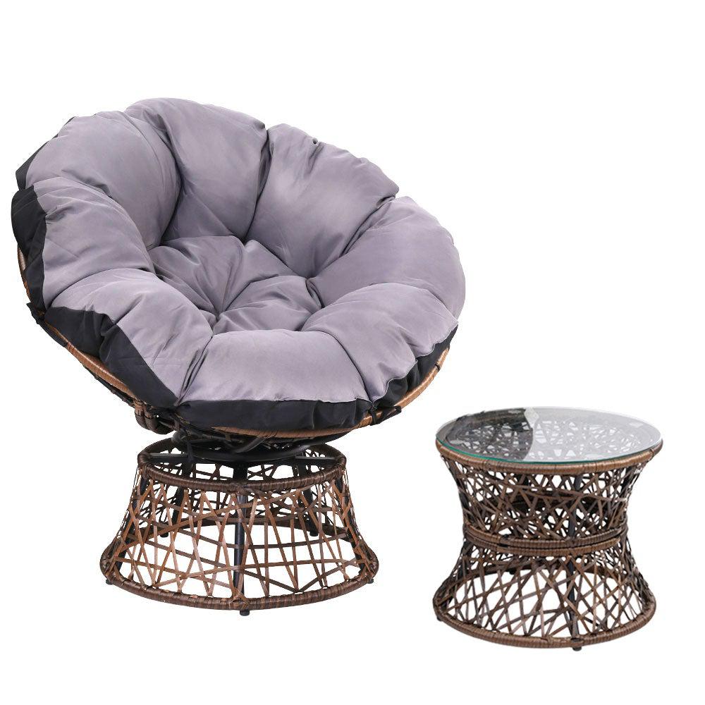 Gardeon Outdoor Lounge Setting Furniture Papasan Chair Table Wicker Patio Sofa - Outdoorium