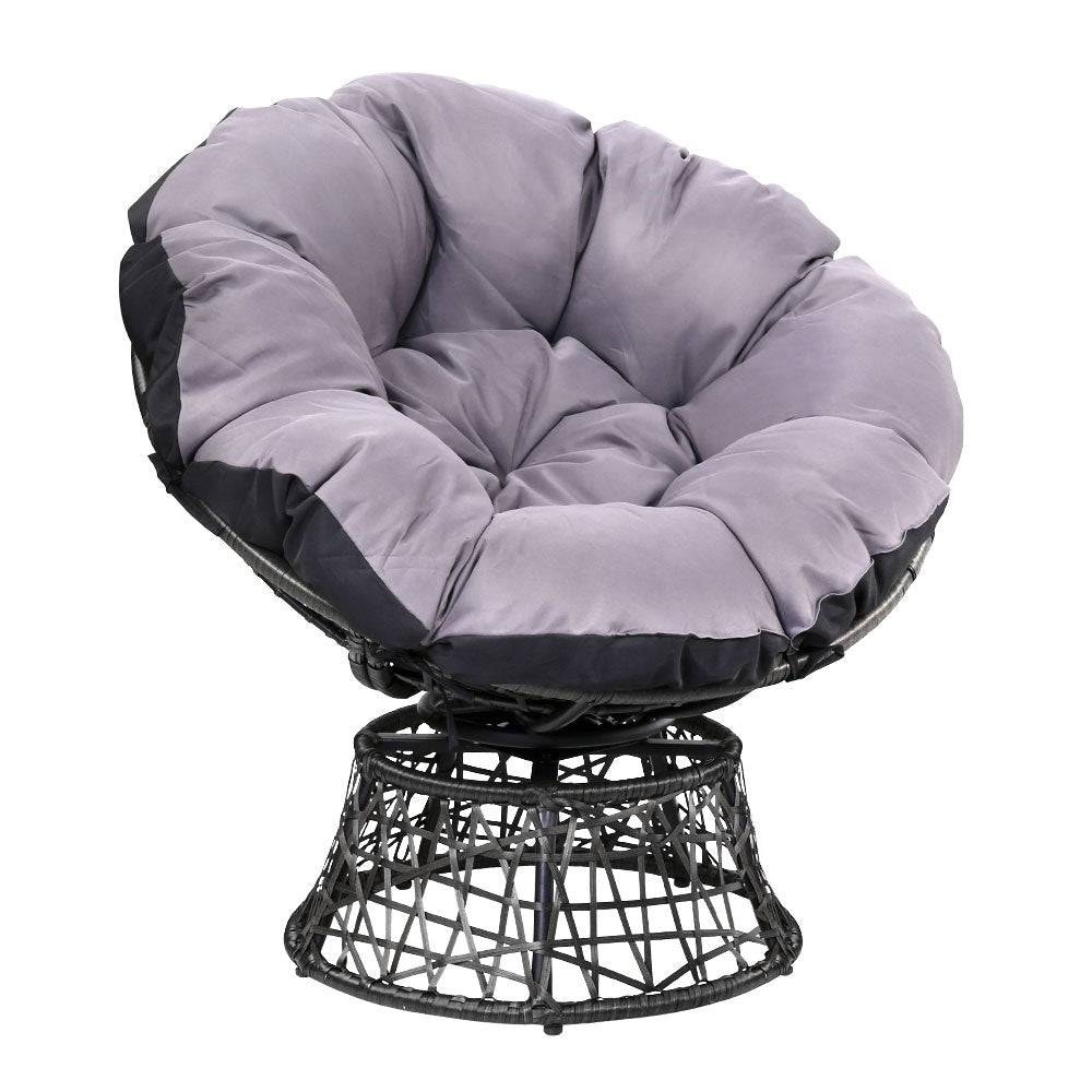 Gardeon Outdoor Papasan Chairs Lounge Setting Patio Furniture Wicker Black - Outdoorium