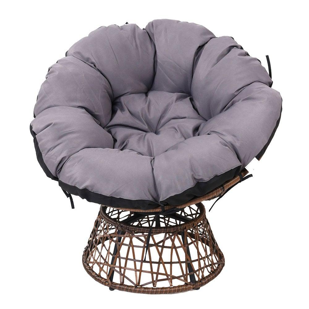 Gardeon Outdoor Papasan Chairs Lounge Setting Patio Furniture Wicker Brown - Outdoorium