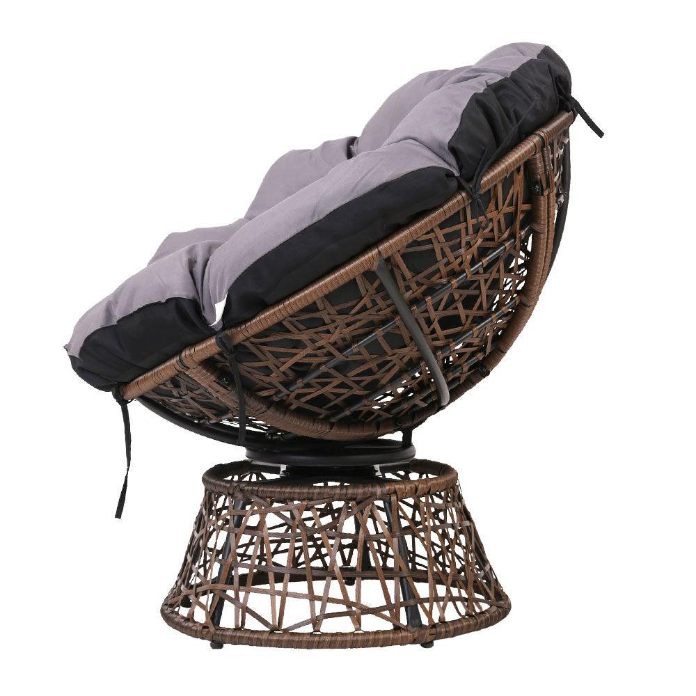 Gardeon Outdoor Papasan Chairs Lounge Setting Patio Furniture Wicker Brown - Outdoorium