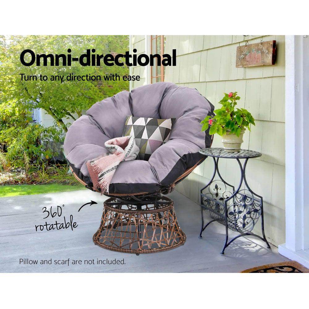 Gardeon Outdoor Chairs Outdoor Furniture Papasan Chair Wicker Patio Garden Brown - Outdoorium
