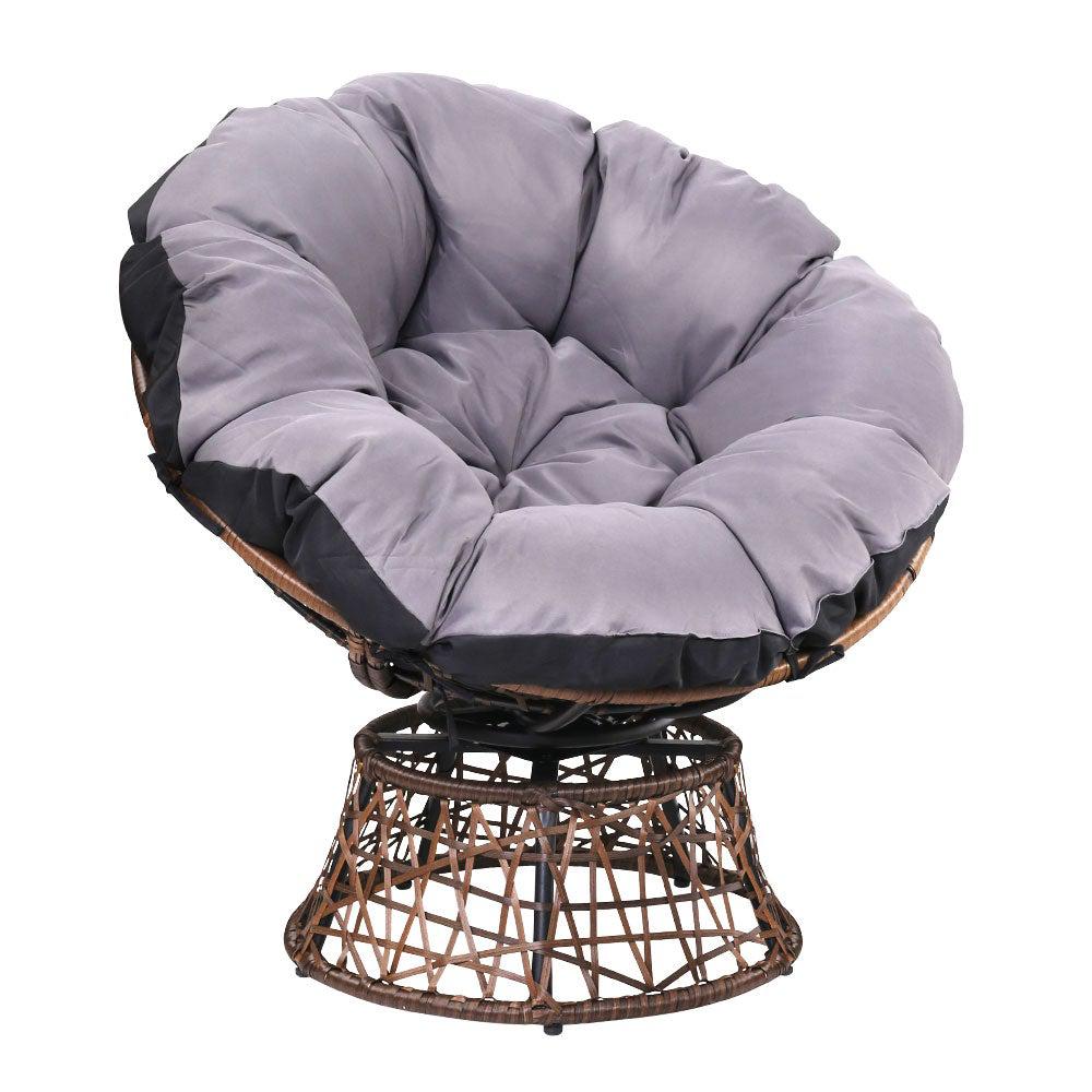 Gardeon Outdoor Papasan Chairs Lounge Setting Patio Furniture Wicker Brown - Outdoorium