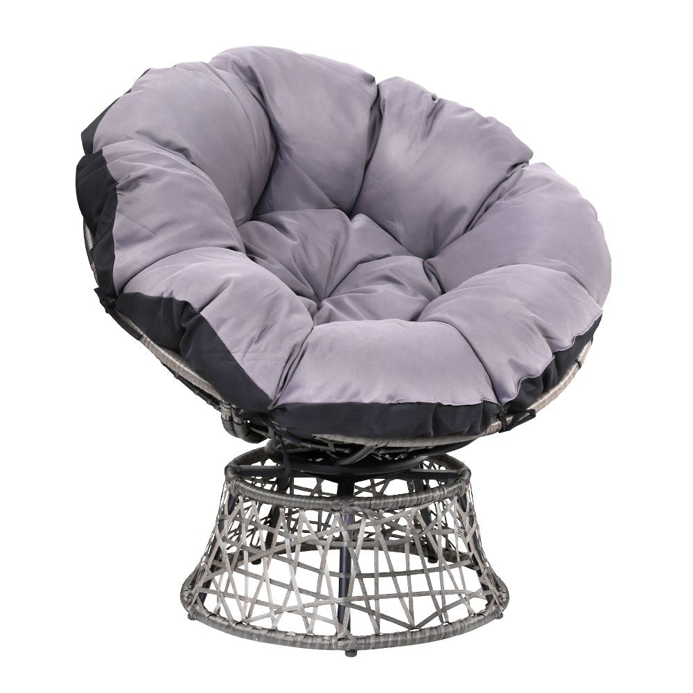 Gardeon Outdoor Papasan Chairs Lounge Setting Patio Furniture Wicker Grey - Outdoorium