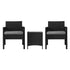 Gardeon 3PC Outdoor Bistro Set Patio Furniture Wicker Dining Chairs Table Cushion Black - Outdoorium